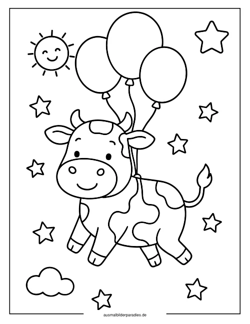 Kuh Ausmalbild 25 als Gratis-PDF Kuh Ausmalbild 25 - kostenlos zum Ausdrucken