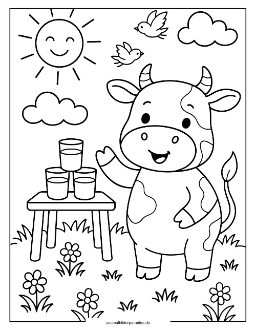Kuh Ausmalbild 28 als Gratis-PDF Kuh Ausmalbild 28 - kostenlos zum Ausdrucken