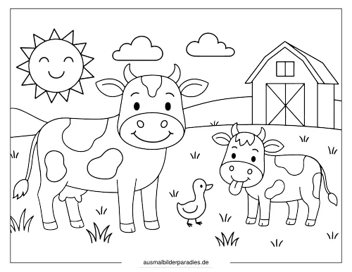 Kuh Ausmalbild 29 als Gratis-PDF Kuh Ausmalbild 29 - kostenlos zum Ausdrucken