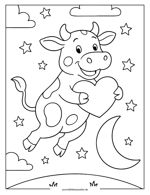 Kuh Ausmalbild 32 als Gratis-PDF Kuh Ausmalbild 32 - kostenlos zum Ausdrucken