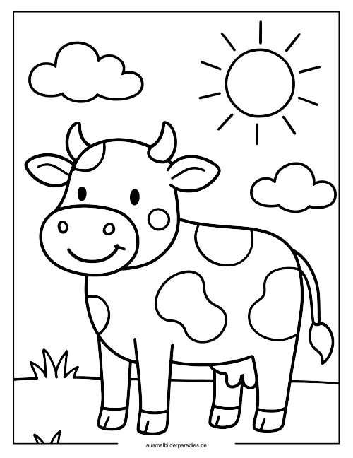 Kuh Ausmalbild 34 als Gratis-PDF Kuh Ausmalbild 34 - kostenlos zum Ausdrucken