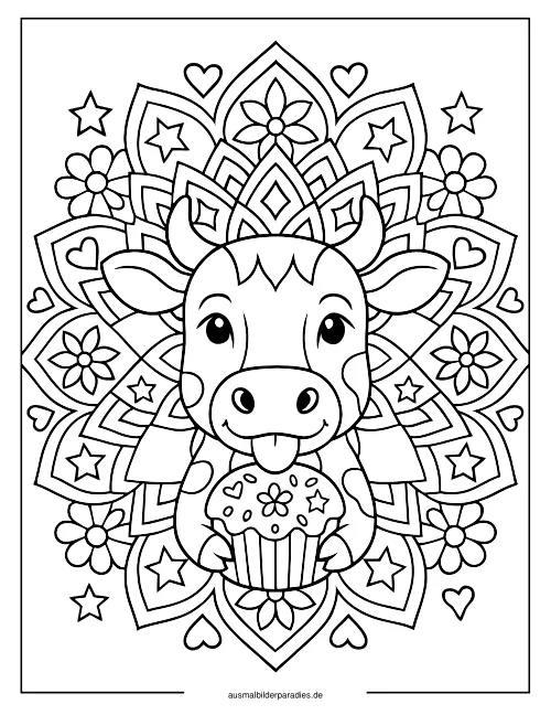 Kuh Ausmalbild 36 als Gratis-PDF Kuh Ausmalbild 36 - kostenlos zum Ausdrucken