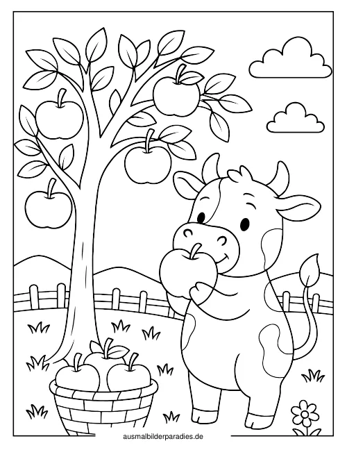 Kuh Ausmalbild 4 als Gratis-PDF Kuh Ausmalbild 4 - kostenlos zum Ausdrucken