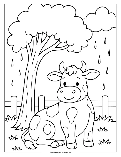 Kuh Ausmalbild 9 als Gratis-PDF Kuh Ausmalbild 9 - kostenlos zum Ausdrucken