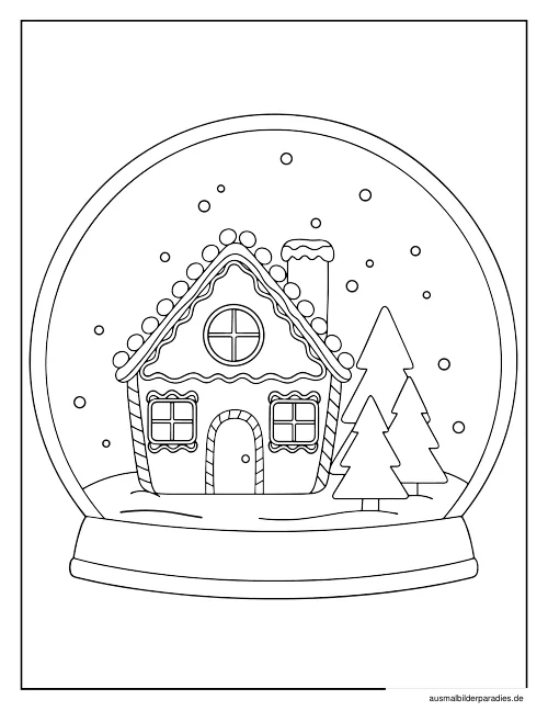 Lebkuchenhaus Ausmalbild 11 - kostenlos zum Ausdrucken