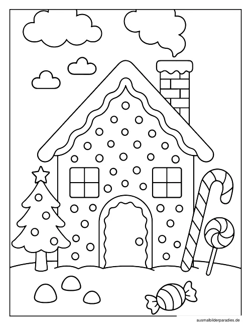 Lebkuchenhaus Ausmalbild 24 - kostenlos zum Ausdrucken