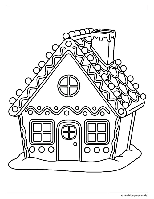 Lebkuchenhaus Ausmalbild 26 - kostenlos zum Ausdrucken