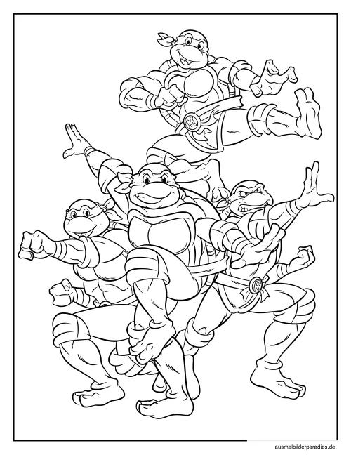 Ninja Turtles Ausmalbild 10 als Gratis-PDF Ninja Turtles Ausmalbild 10 - kostenlos zum Ausdrucken