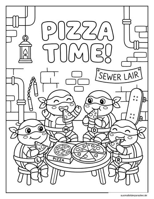 Ninja Turtles Ausmalbild 11 als Gratis-PDF Ninja Turtles Ausmalbild 11 - kostenlos zum Ausdrucken