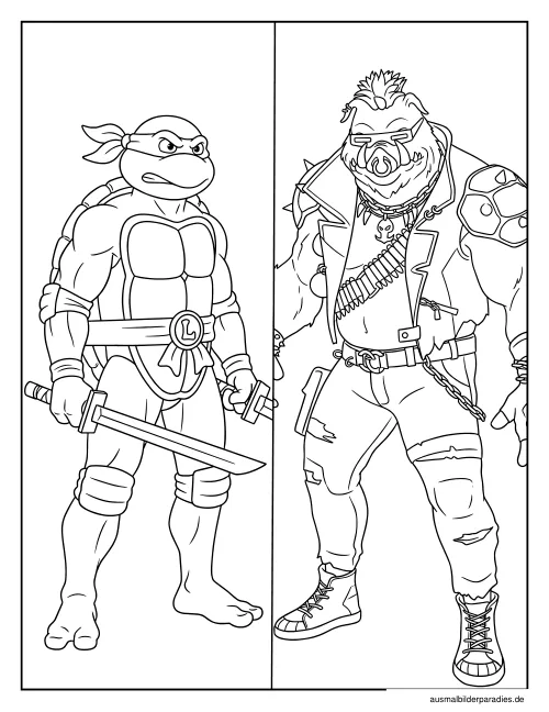 Ninja Turtles Ausmalbild 13 als Gratis-PDF Ninja Turtles Ausmalbild 13 - kostenlos zum Ausdrucken