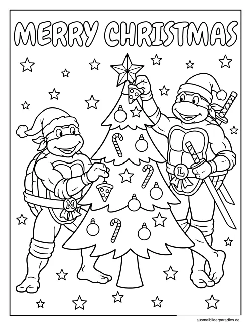 Ninja Turtles Ausmalbild 16 als Gratis-PDF Ninja Turtles Ausmalbild 16 - kostenlos zum Ausdrucken