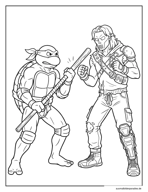 Ninja Turtles Ausmalbild 18 als Gratis-PDF Ninja Turtles Ausmalbild 18 - kostenlos zum Ausdrucken