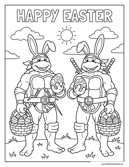 Ninja Turtles Ausmalbild 19 als Gratis-PDF Ninja Turtles Ausmalbild 19 - kostenlos zum Ausdrucken