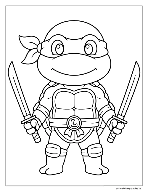 Ninja Turtles Ausmalbild 2 als Gratis-PDF Ninja Turtles Ausmalbild 2 - kostenlos zum Ausdrucken