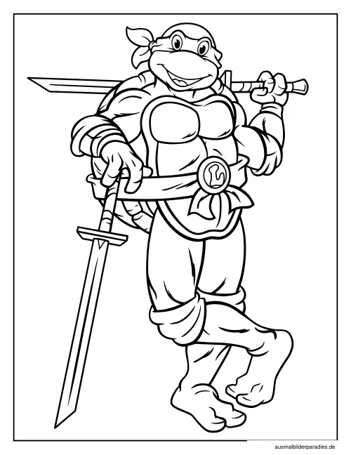 Ninja Turtles Ausmalbild 21 als Gratis-PDF Ninja Turtles Ausmalbild 21 - kostenlos zum Ausdrucken