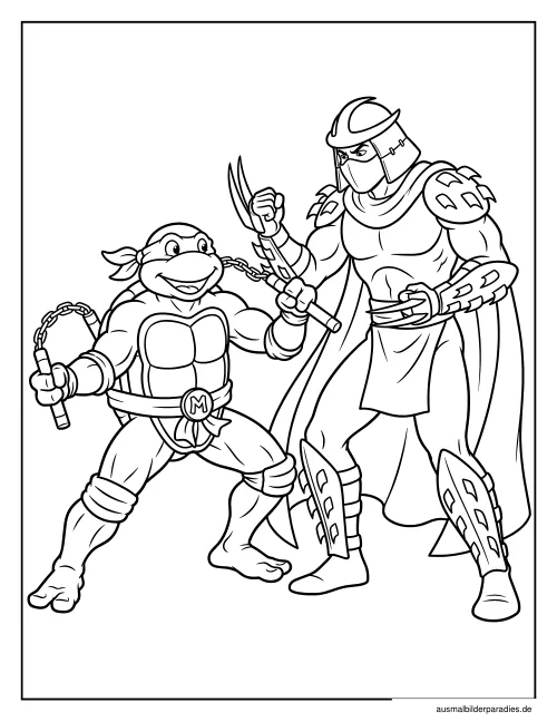 Ninja Turtles Ausmalbild 24 als Gratis-PDF Ninja Turtles Ausmalbild 24 - kostenlos zum Ausdrucken