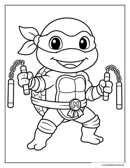 Ninja Turtles Ausmalbild 3 als Gratis-PDF Ninja Turtles Ausmalbild 3 - kostenlos zum Ausdrucken