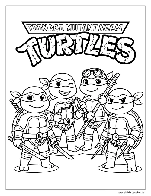 Ninja Turtles Ausmalbild 5 als Gratis-PDF Ninja Turtles Ausmalbild 5 - kostenlos zum Ausdrucken