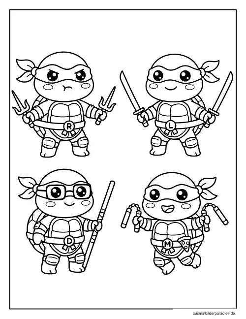 Ninja Turtles Ausmalbild 6 als Gratis-PDF Ninja Turtles Ausmalbild 6 - kostenlos zum Ausdrucken