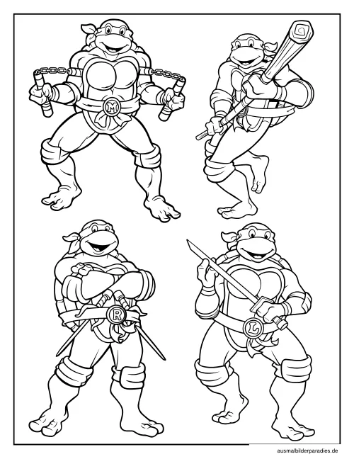 Ninja Turtles Ausmalbild 8 als Gratis-PDF Ninja Turtles Ausmalbild 8 - kostenlos zum Ausdrucken