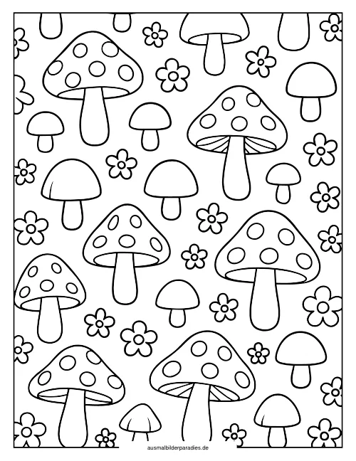 Pilz Ausmalbild 13 - kostenlos zum Ausdrucken