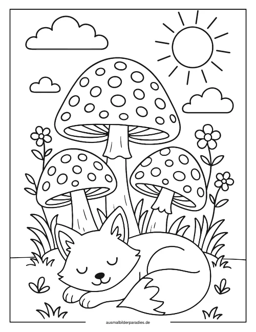 Pilz Ausmalbild 6 - kostenlos zum Ausdrucken