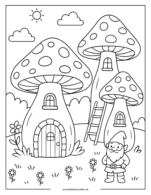 Pilz Ausmalbild 9 - kostenlos zum Ausdrucken