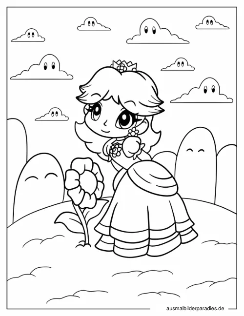 Prinzessin Daisy Ausmalbild 19 - kostenlos zum Ausdrucken