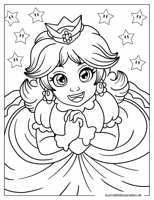 Prinzessin Daisy Ausmalbild 24 - kostenlos zum Ausdrucken