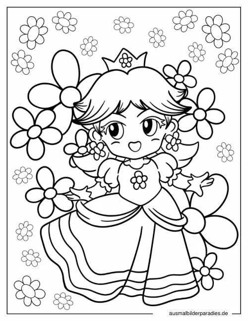 Prinzessin Daisy Ausmalbild 5 - kostenlos zum Ausdrucken