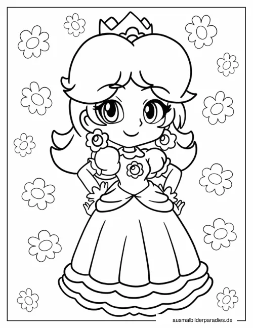 Prinzessin Daisy Ausmalbild 8 - kostenlos zum Ausdrucken