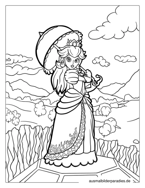 Prinzessin Peach Ausmalbild 11 als Gratis-PDF Prinzessin Peach Ausmalbild 11 - kostenlos zum Ausdrucken