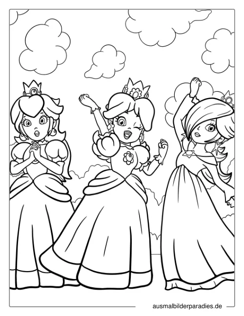Prinzessin Peach Ausmalbild 12 als Gratis-PDF Prinzessin Peach Ausmalbild 12 - kostenlos zum Ausdrucken