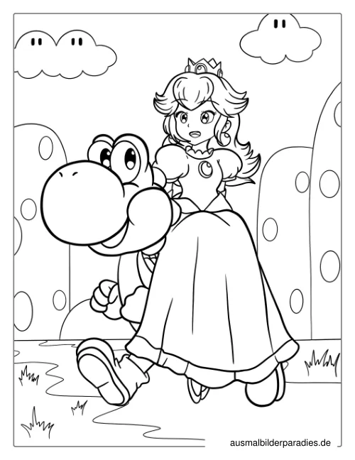 Prinzessin Peach Ausmalbild 17 als Gratis-PDF Prinzessin Peach Ausmalbild 17 - kostenlos zum Ausdrucken