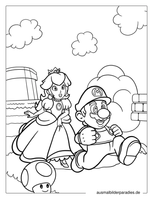Prinzessin Peach Ausmalbild 18 als Gratis-PDF Prinzessin Peach Ausmalbild 18 - kostenlos zum Ausdrucken
