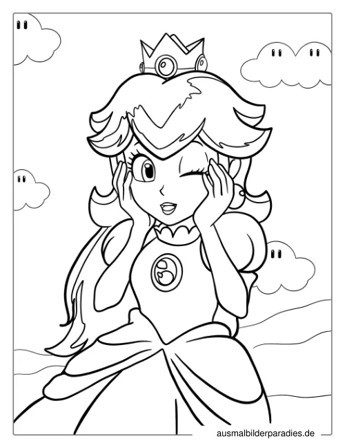 Prinzessin Peach Ausmalbild 20 als Gratis-PDF Prinzessin Peach Ausmalbild 20 - kostenlos zum Ausdrucken