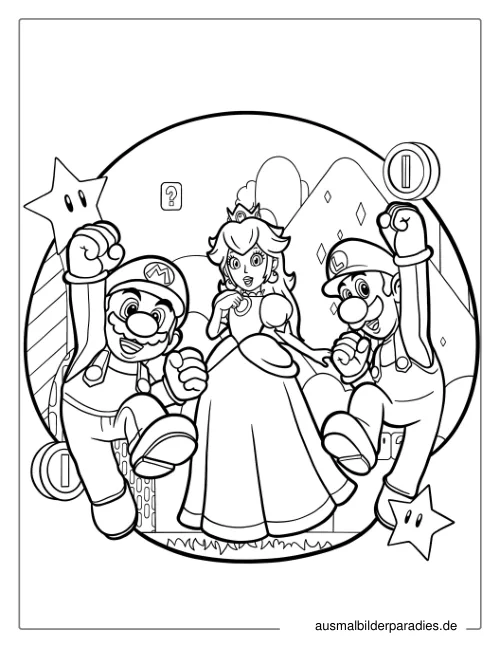 Prinzessin Peach Ausmalbild 21 als Gratis-PDF Prinzessin Peach Ausmalbild 21 - kostenlos zum Ausdrucken