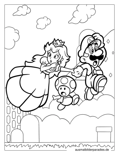 Prinzessin Peach Ausmalbild 22 als Gratis-PDF Prinzessin Peach Ausmalbild 22 - kostenlos zum Ausdrucken