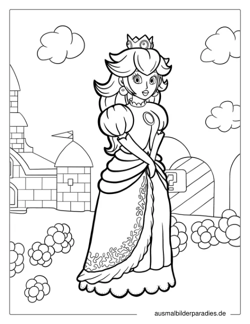Prinzessin Peach Ausmalbild 23 als Gratis-PDF Prinzessin Peach Ausmalbild 23 - kostenlos zum Ausdrucken