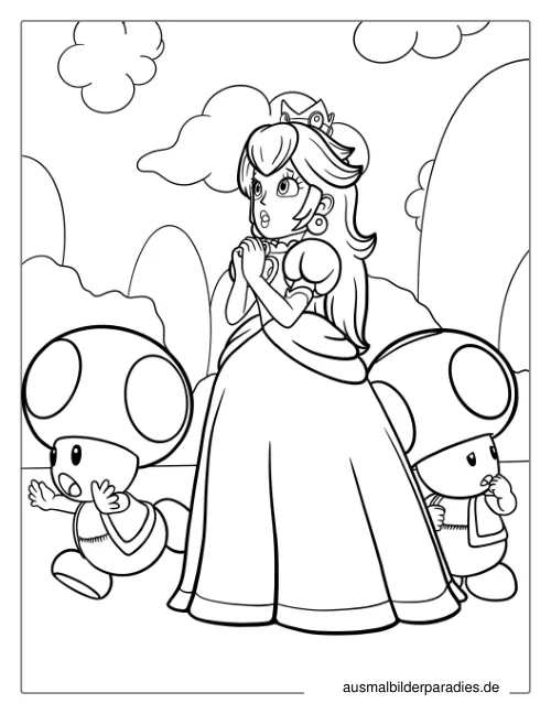 Prinzessin Peach Ausmalbild 3 als Gratis-PDF Prinzessin Peach Ausmalbild 3 - kostenlos zum Ausdrucken