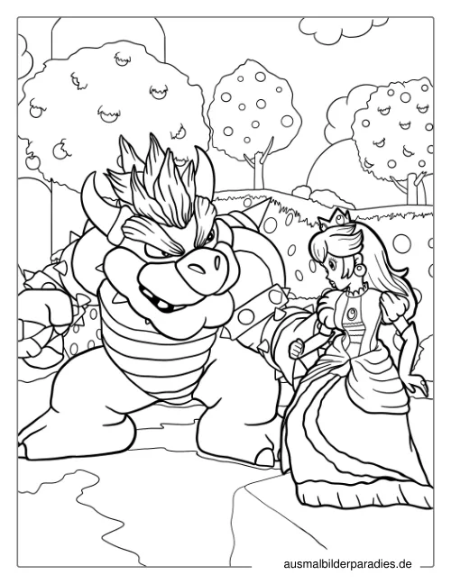 Prinzessin Peach Ausmalbild 4 als Gratis-PDF Prinzessin Peach Ausmalbild 4 - kostenlos zum Ausdrucken