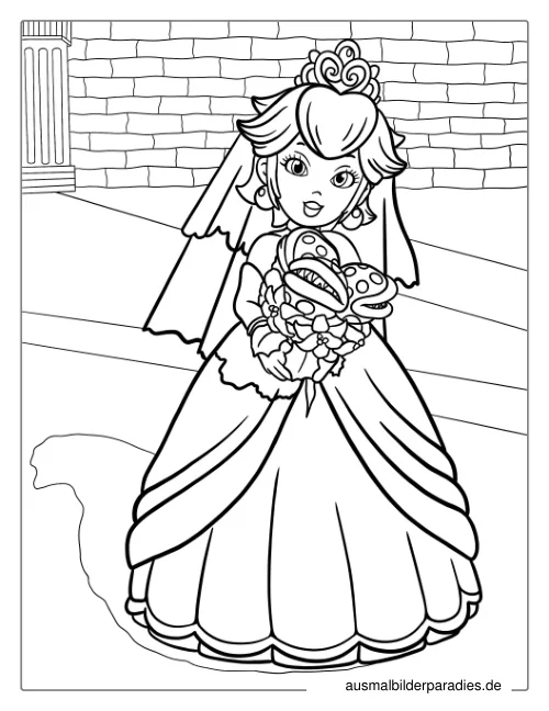 Prinzessin Peach Ausmalbild 5 als Gratis-PDF Prinzessin Peach Ausmalbild 5 - kostenlos zum Ausdrucken