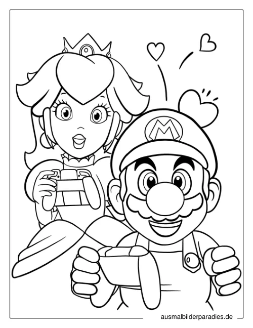 Prinzessin Peach Ausmalbild 7 als Gratis-PDF Prinzessin Peach Ausmalbild 7 - kostenlos zum Ausdrucken