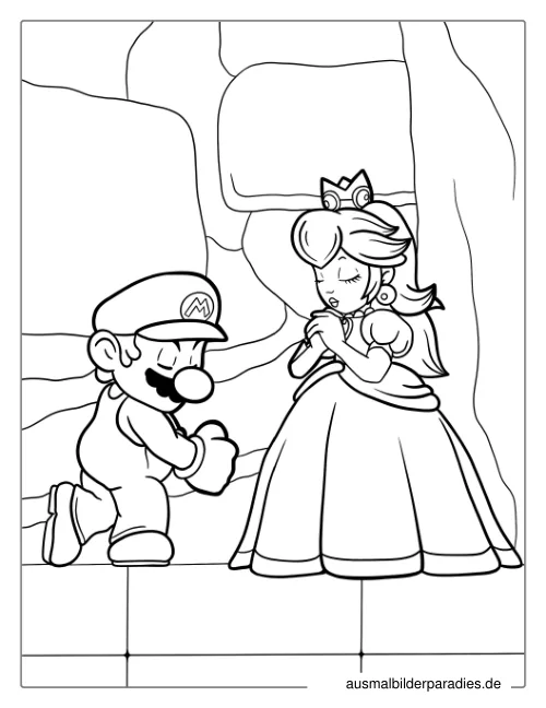 Prinzessin Peach Ausmalbild 8 als Gratis-PDF Prinzessin Peach Ausmalbild 8 - kostenlos zum Ausdrucken