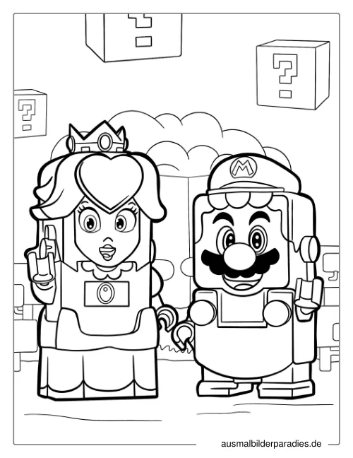 Prinzessin Peach Ausmalbild 9 als Gratis-PDF Prinzessin Peach Ausmalbild 9 - kostenlos zum Ausdrucken