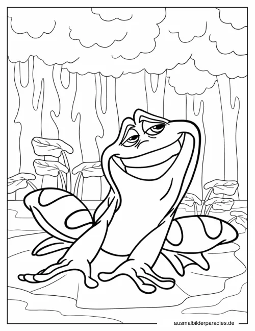 Prinzessin und der Frosch Ausmalbild 15 - kostenlos zum Ausdrucken