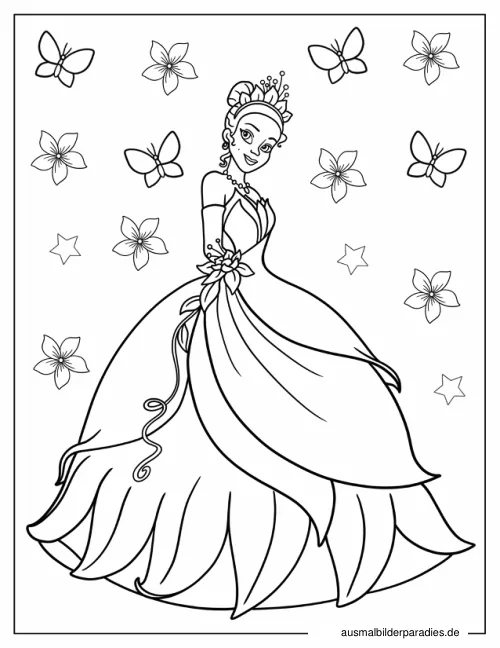 Prinzessin und der Frosch Ausmalbild 17 - kostenlos zum Ausdrucken