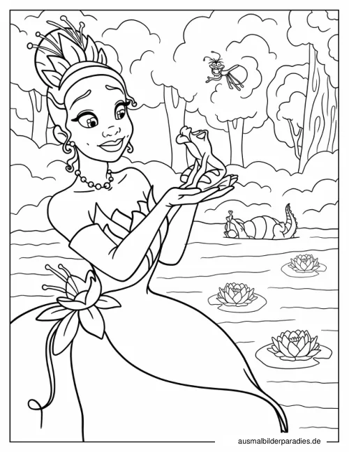 Prinzessin und der Frosch Ausmalbild 21 - kostenlos zum Ausdrucken