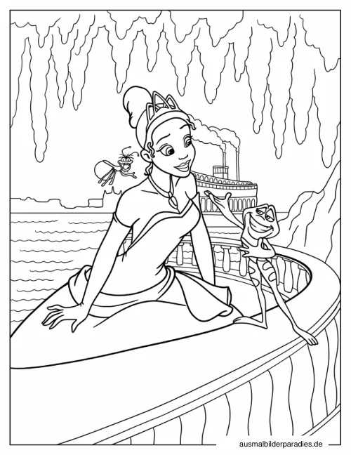 Prinzessin und der Frosch Ausmalbild 22 - kostenlos zum Ausdrucken
