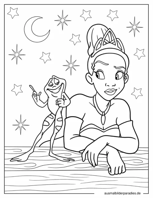 Prinzessin und der Frosch Ausmalbild 23 - kostenlos zum Ausdrucken